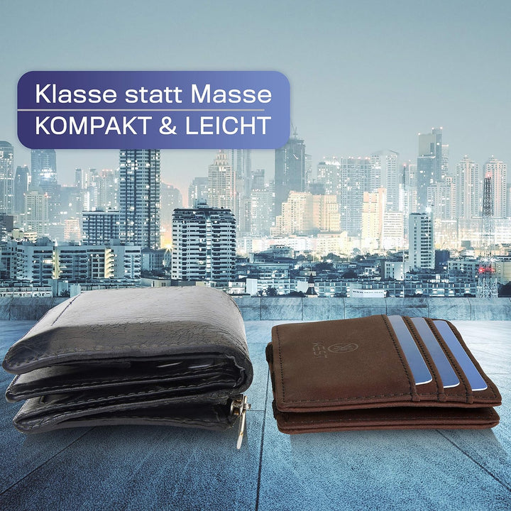 WEST® - Magic Wallet mit Münzfach + Geschenkverpackung - magische Geldbörse kompakt & klein - Trick