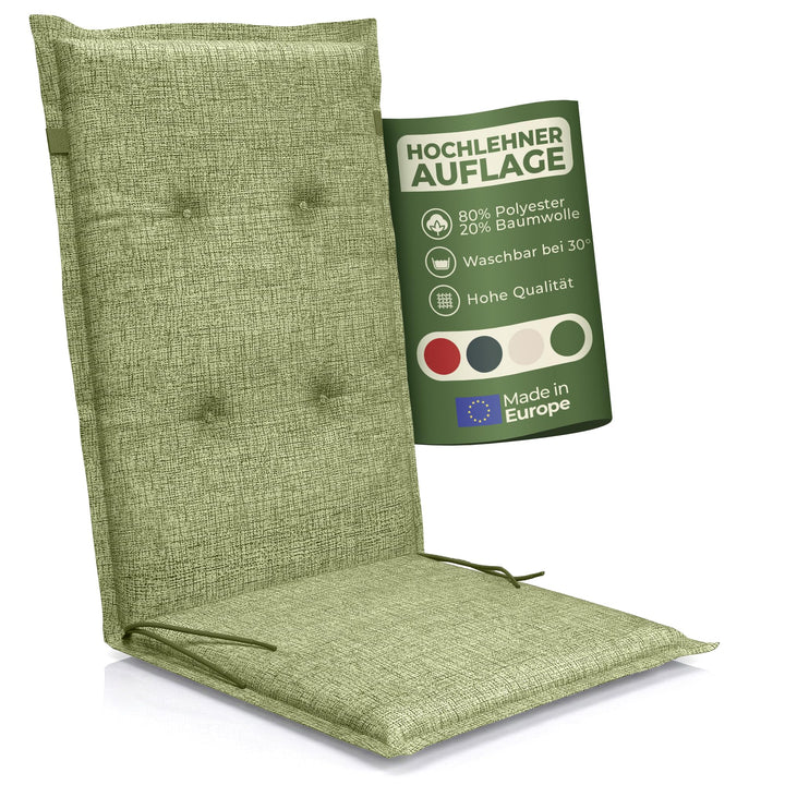 Florence Hochlehner Auflage – Gartenstuhlauflage Hochlehner mit Schaumstoff Polster, Outdoor Kissen