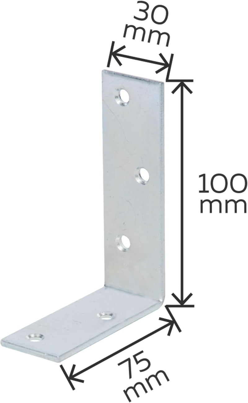 Alberts 847371 Balkenwinkel | sendzimirverzinkt | 75 x 100 x 30 mm | 50er Set 75 x 100 x 30 mm / 50