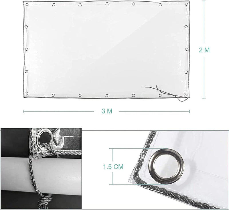 wasserdichte Transparente Plane, Wetterfeste Strapazierfähige Planen mit Ösen, Faltbar 0,35mm PVC-Ma