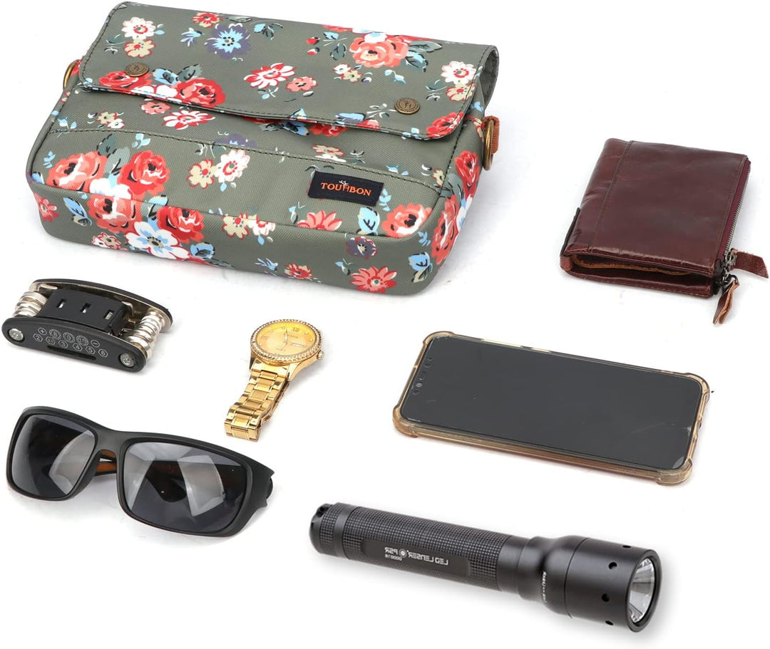 Tourbn Wasserdichte Leinwand Fahrradtaschen Fahrradtasche Lenkertasche Blumenmuster Grün, 25* 18* 6c