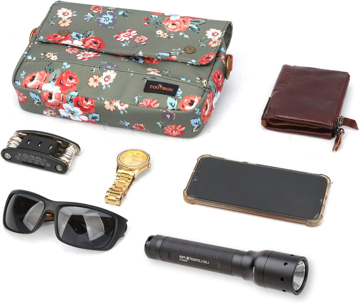 Tourbn Wasserdichte Leinwand Fahrradtaschen Fahrradtasche Lenkertasche Blumenmuster Grün, 25* 18* 6c