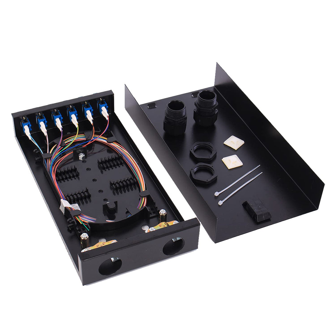 LGX Panel Wall Mount Fiber Enclosure LC-UPC Kit Enthält 6 Duplex LC SM Koppler im Karton mit 12 Strä
