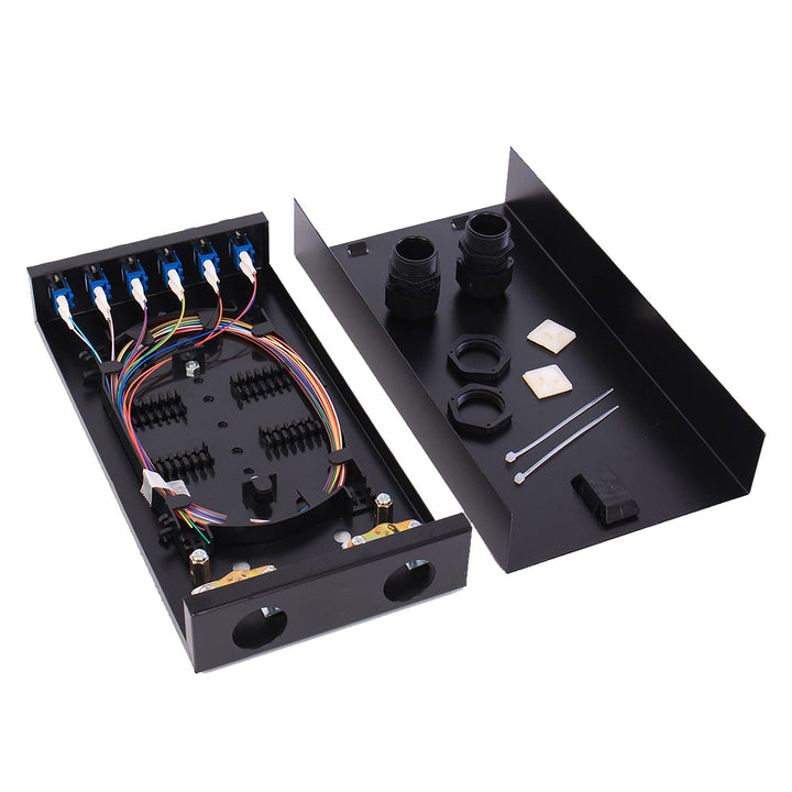 LGX Panel Wall Mount Fiber Enclosure LC-UPC Kit Enthält 6 Duplex LC SM Koppler im Karton mit 12 Strä
