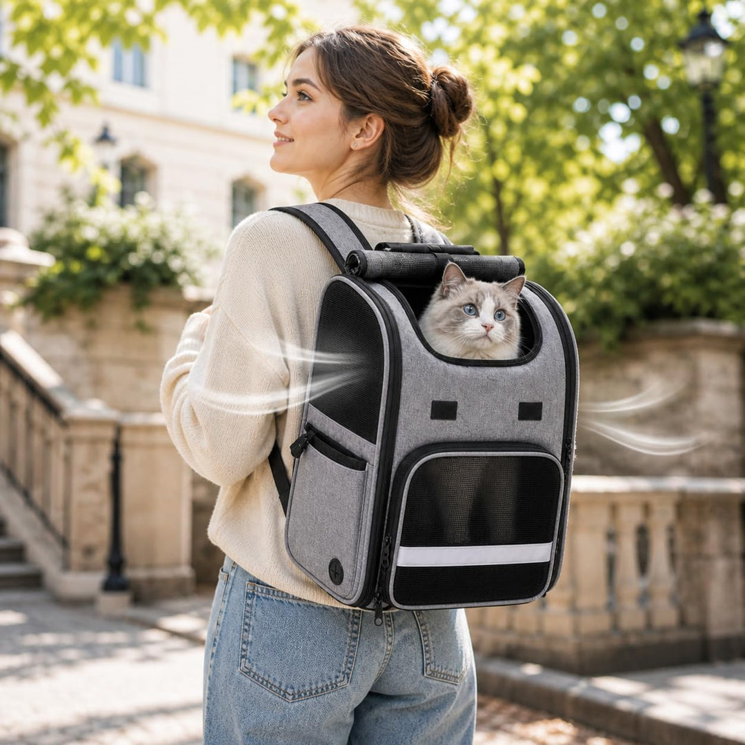Katzenrucksack, Tragbare und Faltbare Katzentasche, Atmungsaktive und Leichte Hunderucksack, Multifu