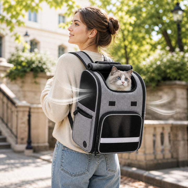 Katzenrucksack, Tragbare und Faltbare Katzentasche, Atmungsaktive und Leichte Hunderucksack, Multifu