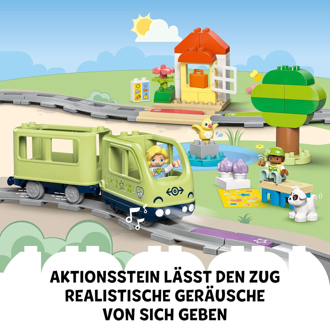 LEGO DUPLO Town Interaktive Abenteuer-Eisenbahn, Spielset mit Lichtern und Geräuschen für Rollenspie