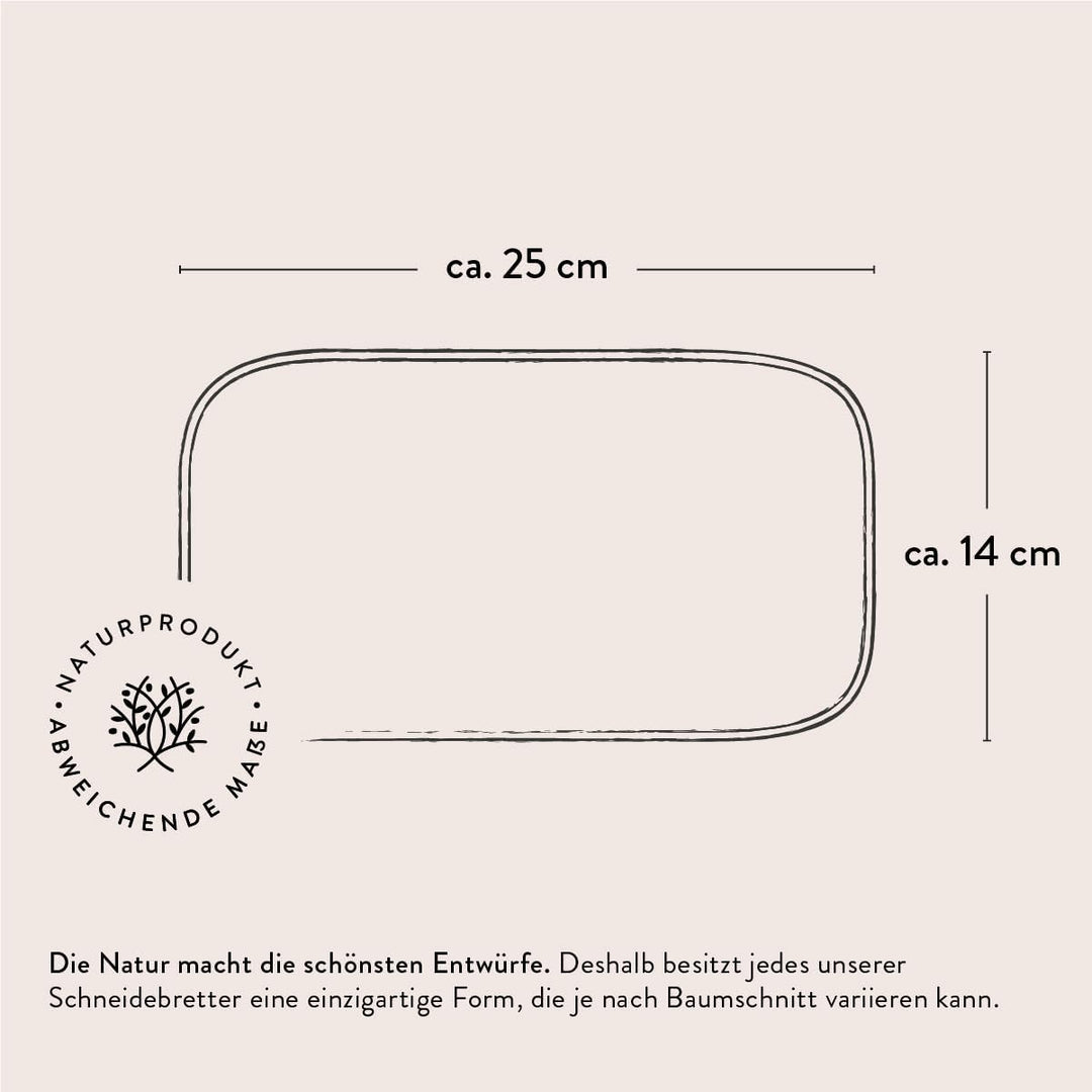 das Olivenholzbrett® Schneidebrett Olivenholz, Brotzeitbrett aus Holz mit naturbelassenem Rand, 25 c