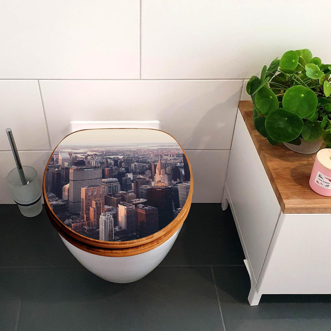 banjado Design WC Sitz Bambus Absenkautomatik 45,8x37,5cm - Toilettendeckel mit Absenkautomatik Holz