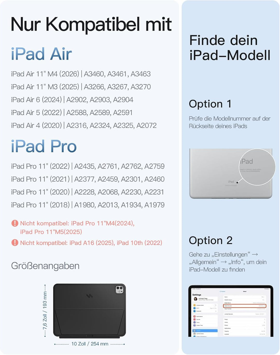 Inateck Hülle mit Tastatur für iPad Air 11 Zoll(2025/2024),Air 5/4,für iPad Pro 11 Zoll, 5,1" Vollfl