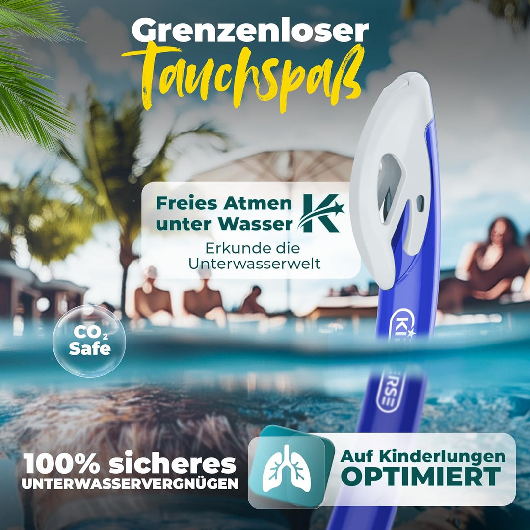 KIDVERSE Taucherbrille Kinder mit Schnorchel ab 5 Jahre - CE & Dermatest geprüfte Taucherbrille mit