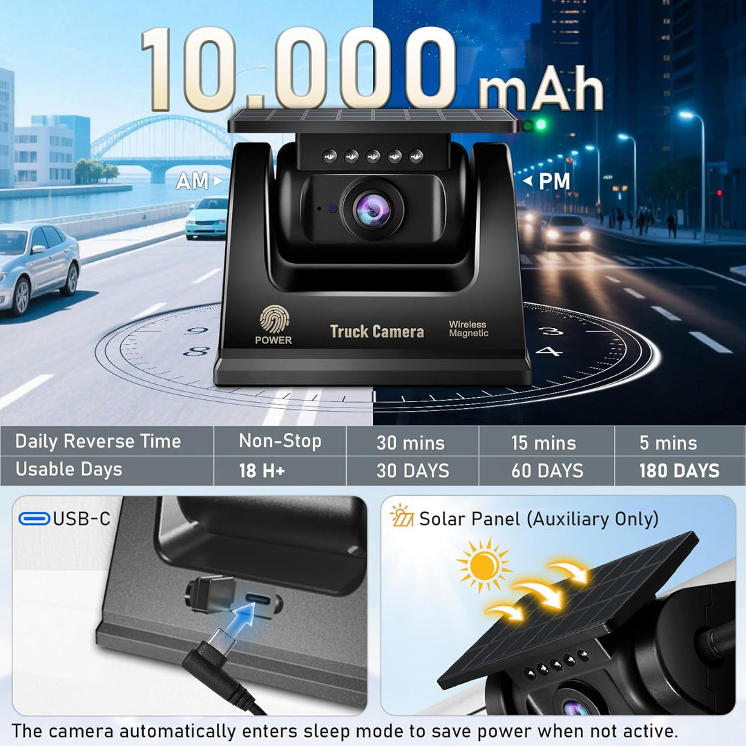 URVOLAX Rückfahrkamera Kabellos Funk: Tragbares 7 Zoll Apple CarPlay/Android Auto - 10.000mAh Akku B