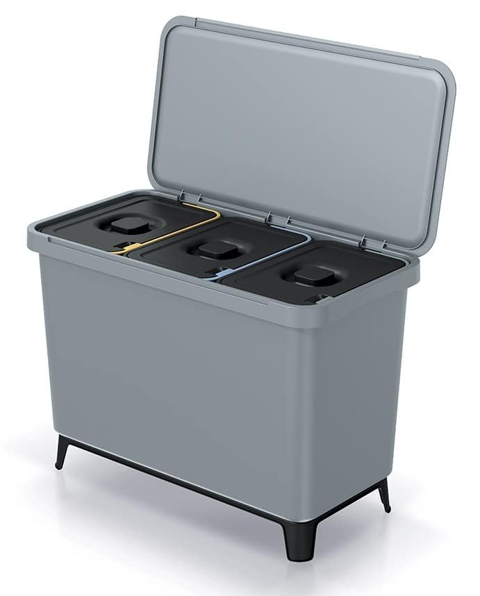 BirnePower Mülleimer 3er Set 3x 10L Müllbehälter Abfalleimer 30L Mülltrennsystem Müllsammler Set Ein