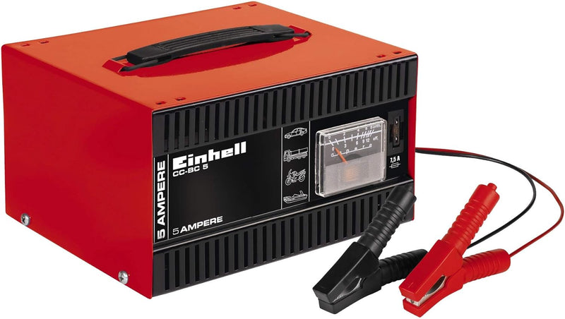 Einhell Batterie-Ladegerät CC-BC 5 (eingebautes Amperemeter, Stahlblechgehäuse, Überlastungs- und Ve