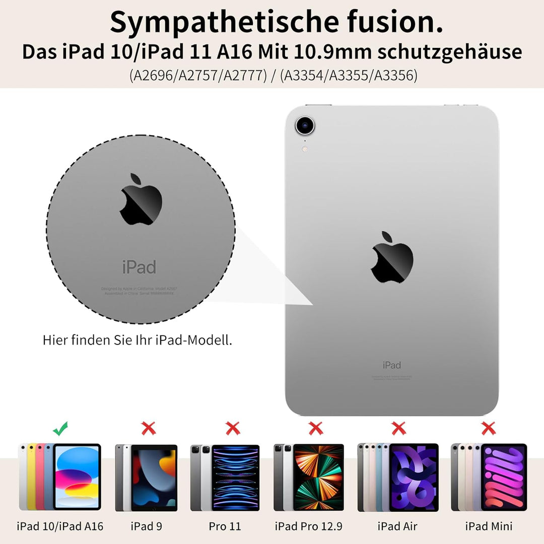 SZPSGC Hülle mit Tastatur für iPad A16 11. /10.Generation 11/10,9 Zoll 2025/2022, Magnetisches Anti-