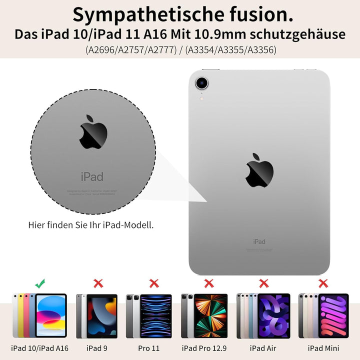SZPSGC Hülle mit Tastatur für iPad A16 11. /10.Generation 11/10,9 Zoll 2025/2022, Magnetisches Anti-