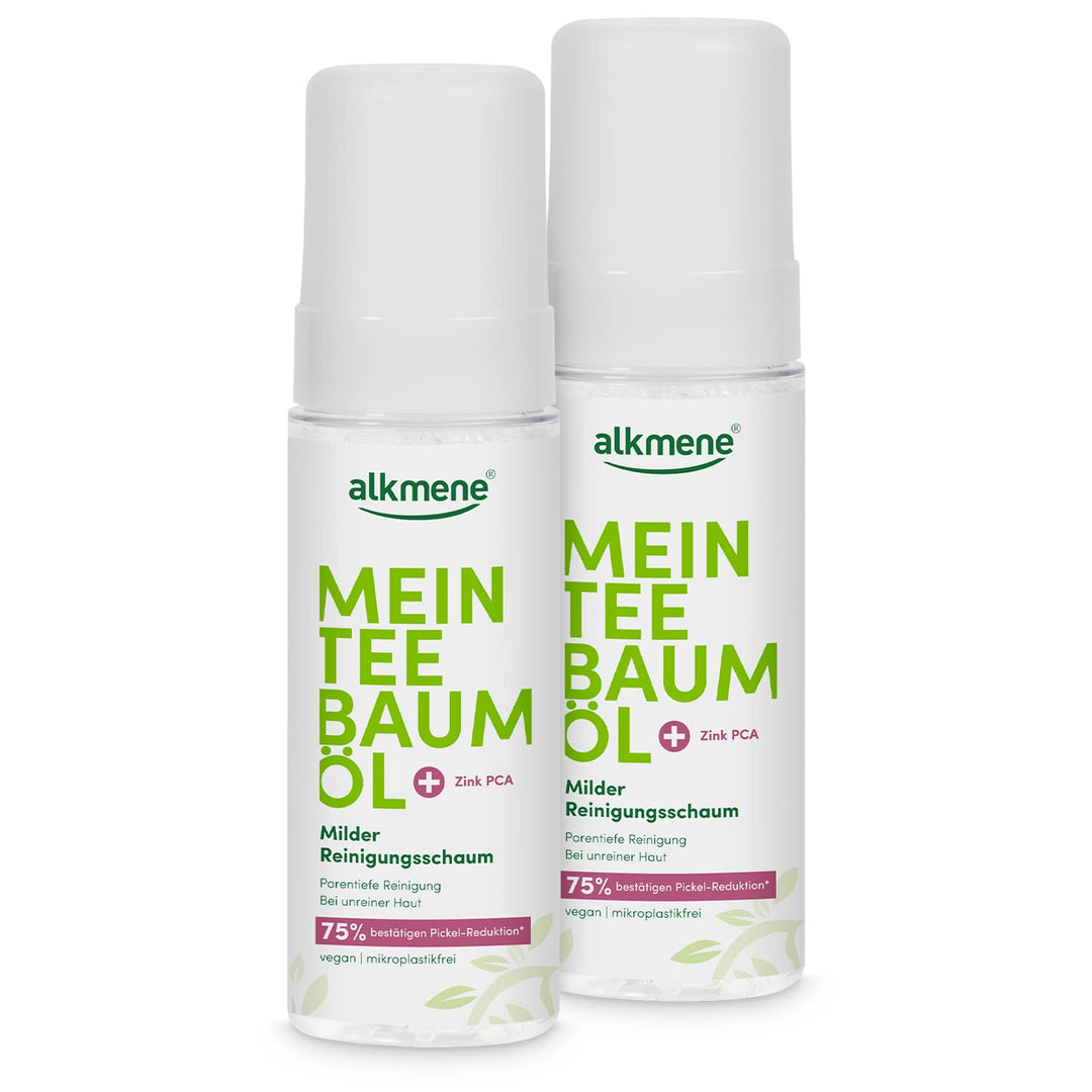 alkmene Mein Teebaumöl Reinigungsschaum Gesicht 2x 150 ml - Pickel Reduktion 75% bestätigt - naturre