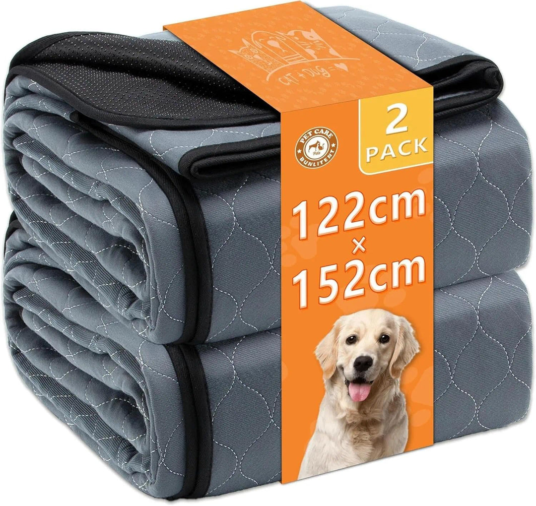 Bunlitent Wiederverwendbare Hundematten 2er Set (122x152 cm) – Waschbare Haustier-Urinunterlage Schn