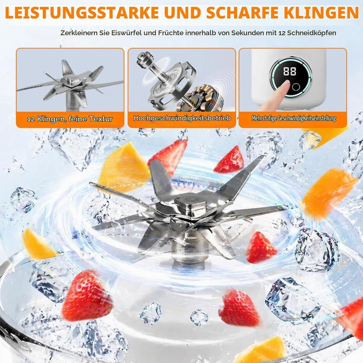 Tragbarer Mixer Smoothie Maker, Mixer to go 700 ml, Typ-C Wiederaufladbar, Becher mit Auslaufsichere