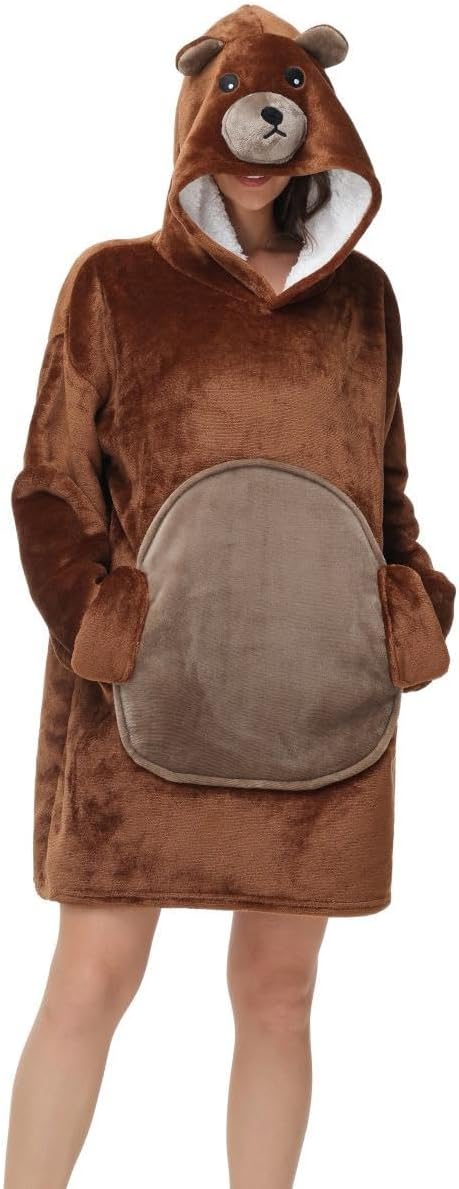 Kuscheldecke zum Anziehen mit Ärmeln und Kapuze Winter Comfy und Warm Sofadecke Unisex Übergrosses T