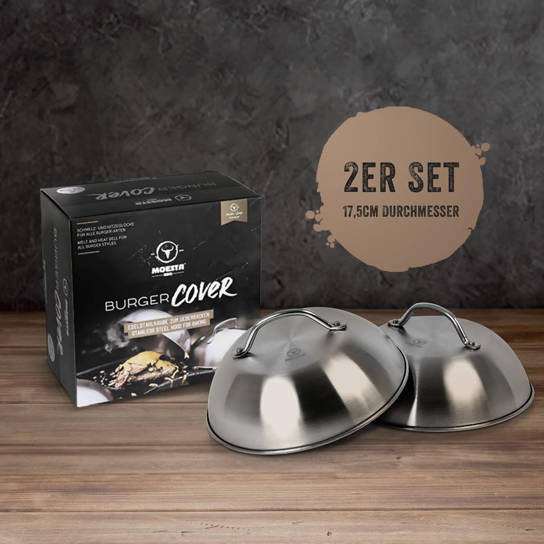 MOESTA-BBQ 19249 - BurgerCover 2er Set - Schmelzglocke für Cheeseburger – Schmelz- und Abdeckhaube f