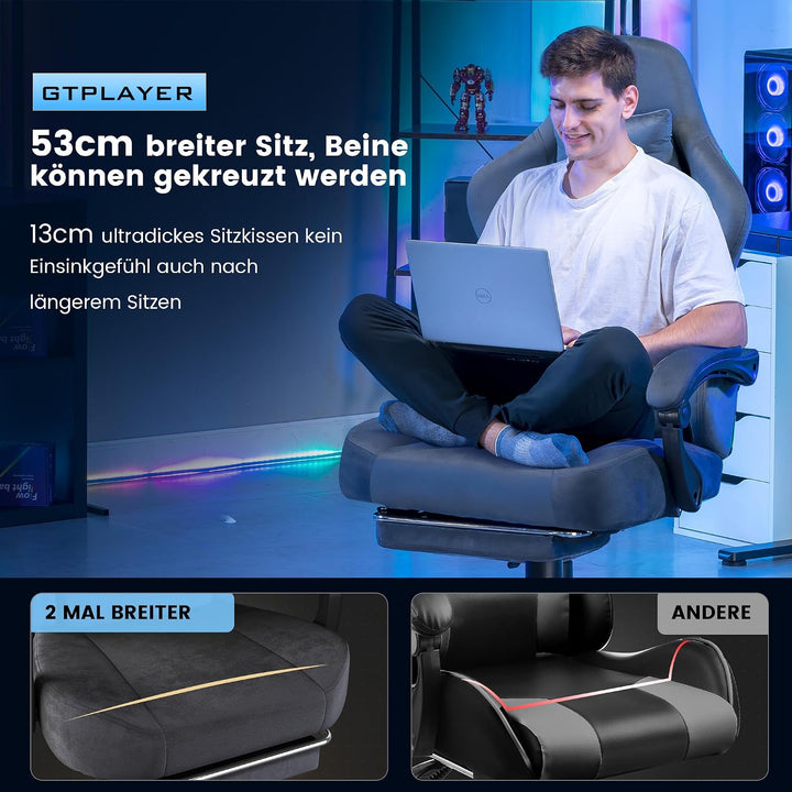 GTPLAYER Gaming Stuhl, Atmungsaktiver Bürostuhl, bürostuhl ergonomisch, Hochwertiger - Stoff, Ergono
