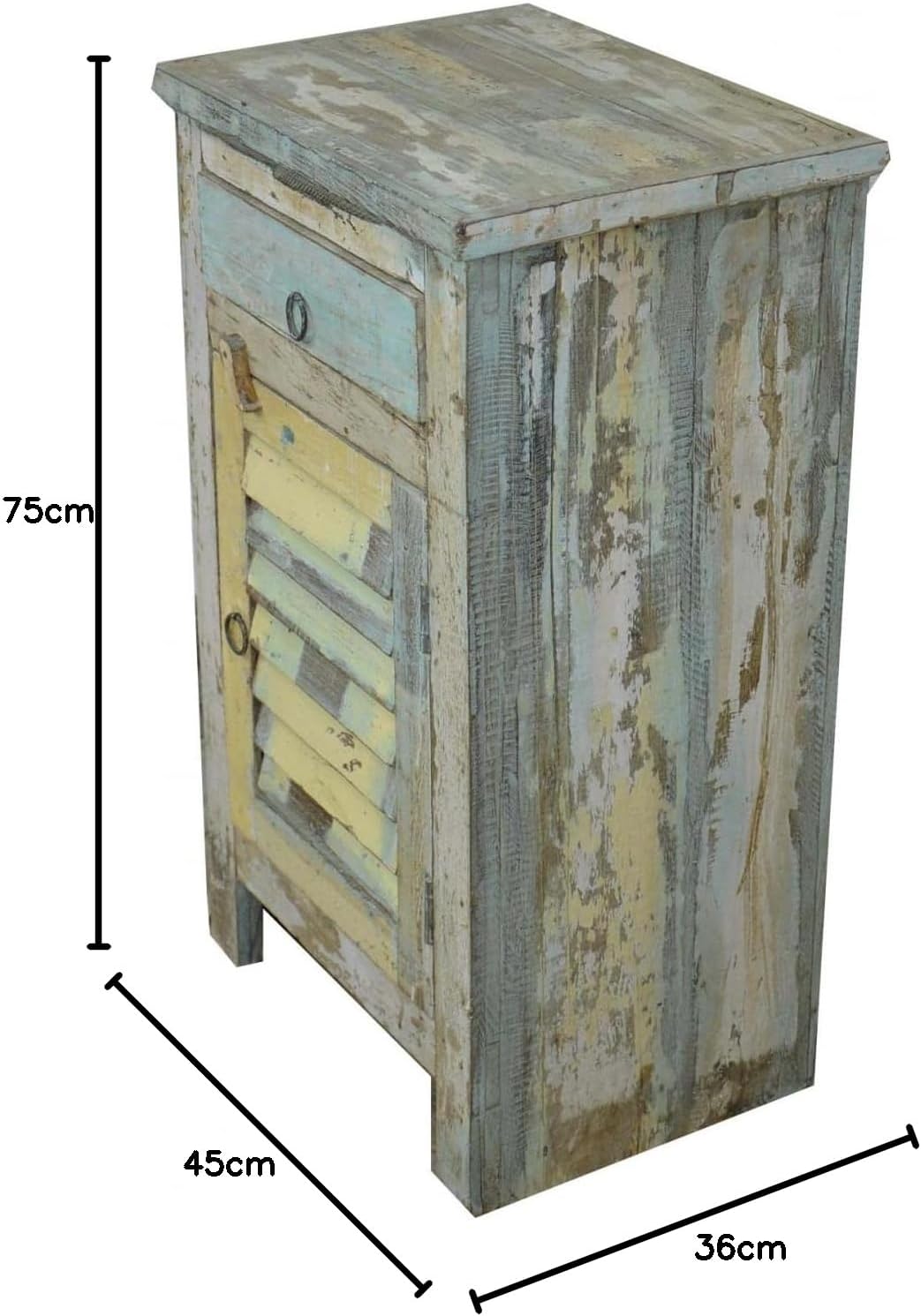 GURU SHOP Vintage Beistellschrank, Kommode, Nachttischschrank, Flurschrank - Modell 40, Braun, 75x45
