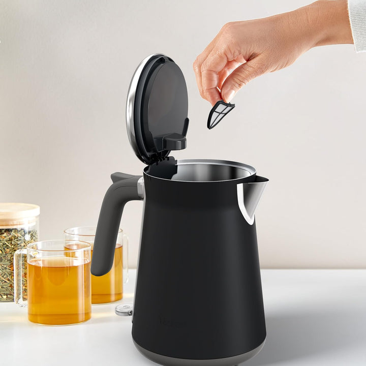 Tefal Collection Edelstahlwasserkocher im Retrostil, 1,7 l Fassungsvermögen, 2400 W, Einhändiges Öff