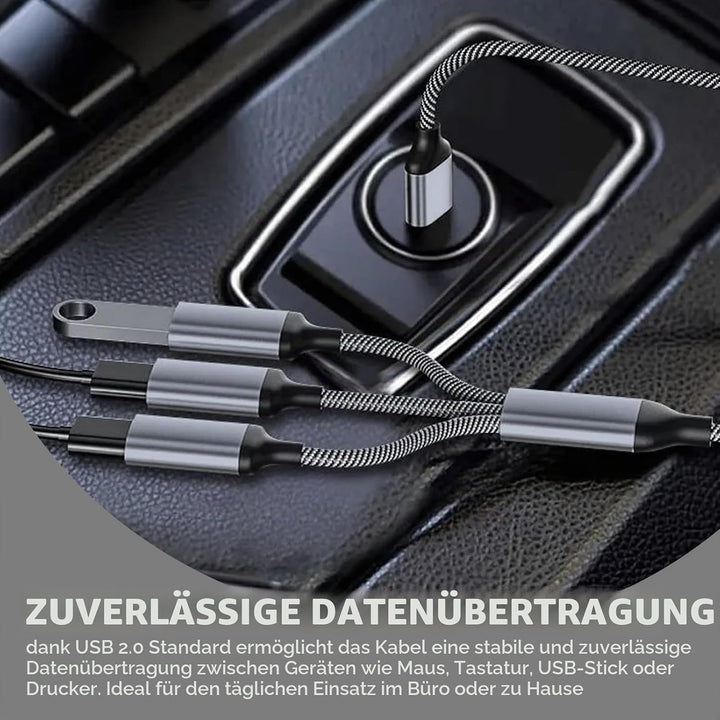 USB Splitter 1 auf 3, 2m USBHUB 2m Adapter mit USBStecker auf 3 USBA Buchsen, USB Verteiler für Date