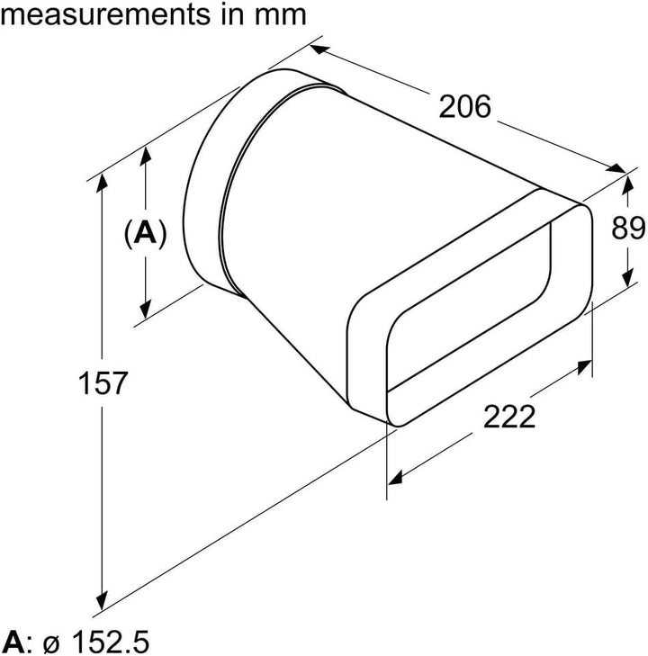 Bosch HEZ9VDSI0 Zubehör für Kochfelder mit Dunstabzug, Adapterrohrstück rund-flach, Ø 15 cm Durchmes