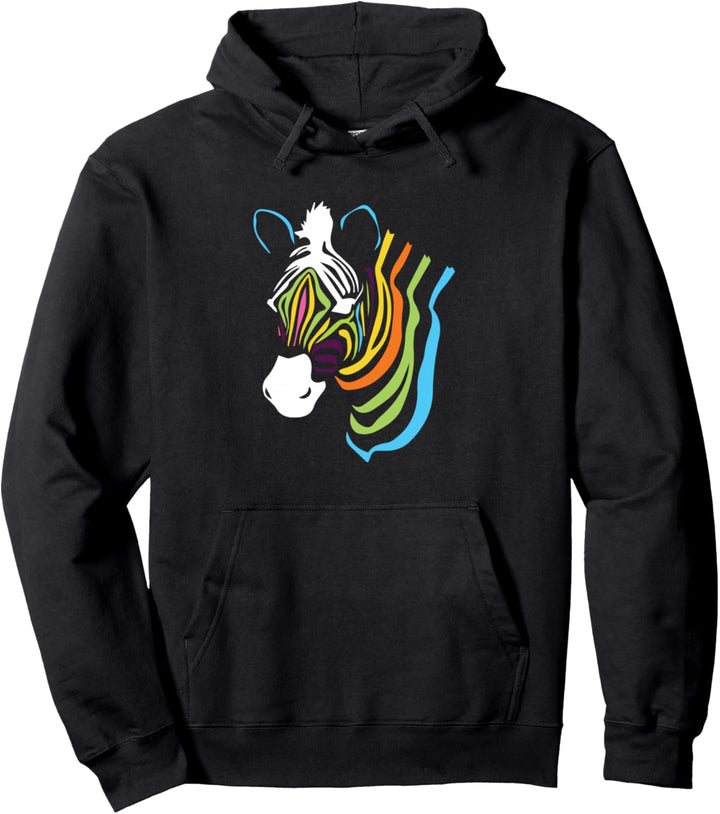 Buntes Regenbogen-Zebra Pullover Hoodie