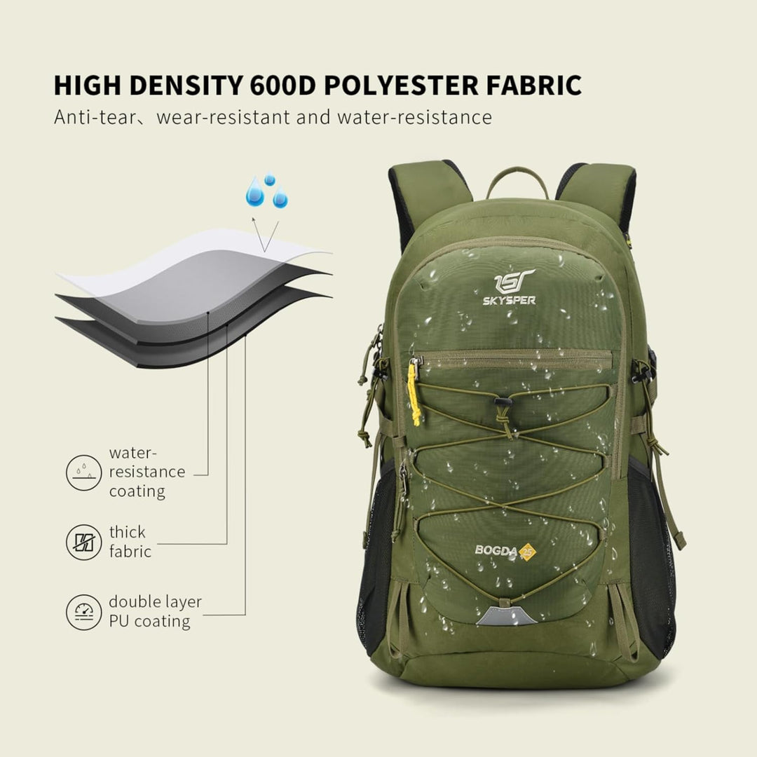 SKYSPER Wanderrucksack 25L, Klein Rucksack mit Rückenbelüftung aus atmungsaktivem 3D Air Mesh Tagesr