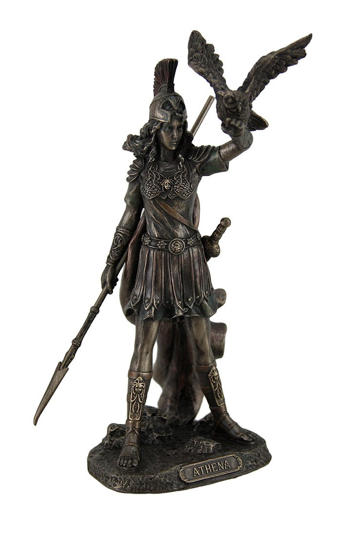 Athena - Greek Goddess Of Wisdom And War with Owl Statue by JFSM INC