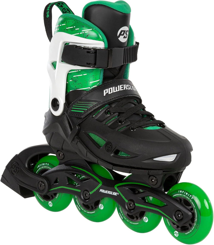 Powerslide Inline Skates Universe 4W Green, grössenverstellbar, Grün für Kinder, ABEC 7 Kugellager,