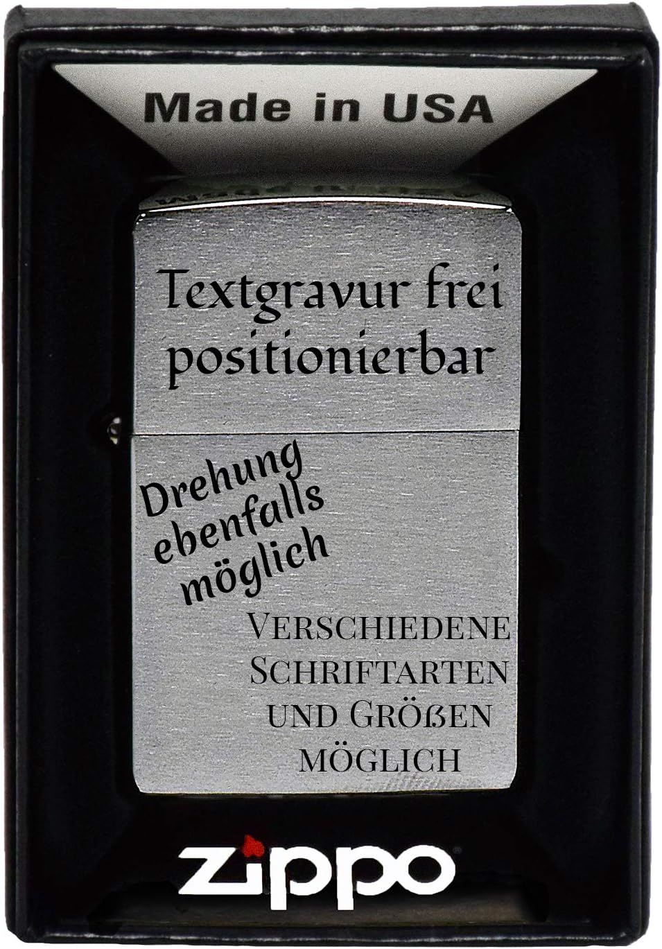 geschenke-fabrik.de Feuerzeug mit Gravur - personalisiert optional mit Geschenkset - Geschenk für Mä