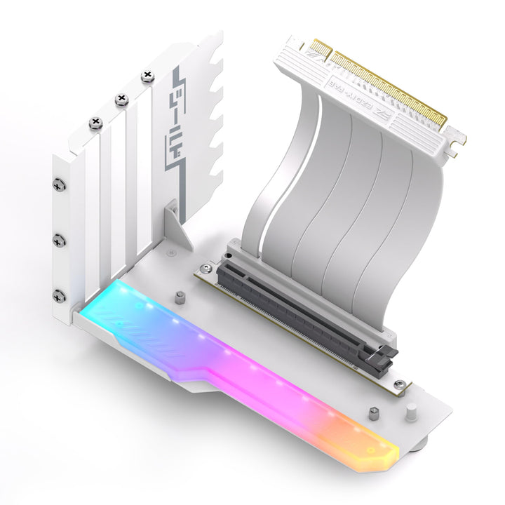 EZDIY-FAB Shield ARGB Vertikaler GPU Halter,115 mm PCIe 4.0 Riser,Weiss | Dual-Lock-Struktur,Schwere