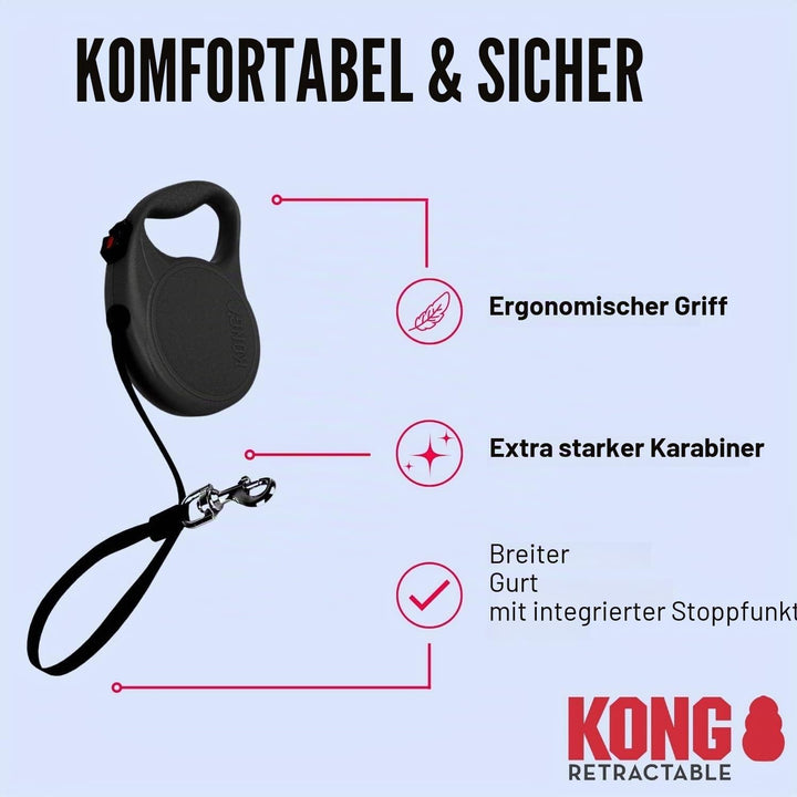 KONG ausrollbare Hundeleine "Trail" I hochwertige Rollleine mit Break & Lock System I lange Leine fü