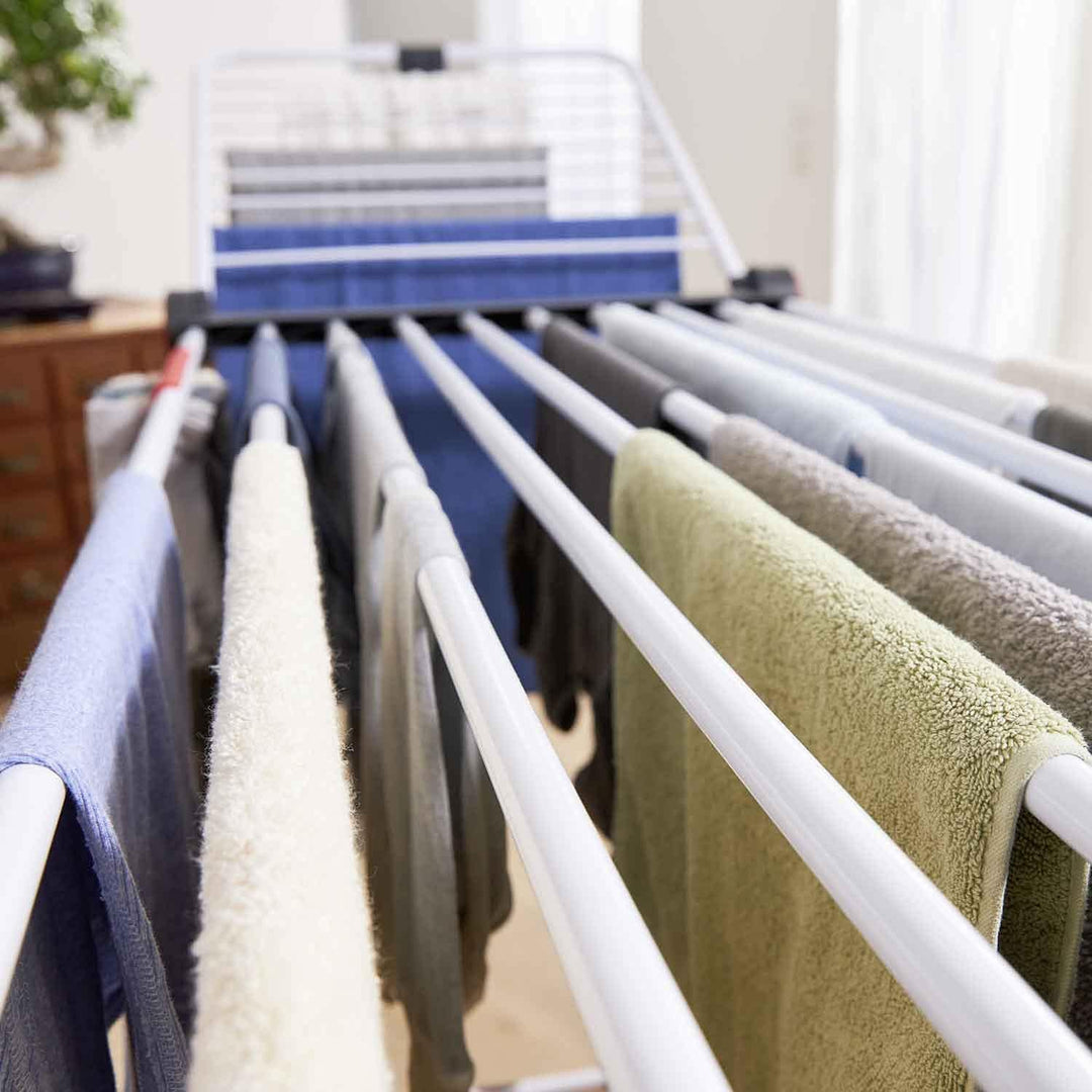 Vileda Infinity Flex Plus Wäscheständer, bis zu 2m ausziehbares Mittelteil, 30m Trockenleine, hohe F