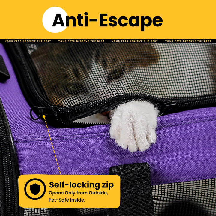 Conlun Katzentransportbox,Weiche Katzentransporttasche mit 4-seitigem Netz, Flugzeugtaugliche Katzen