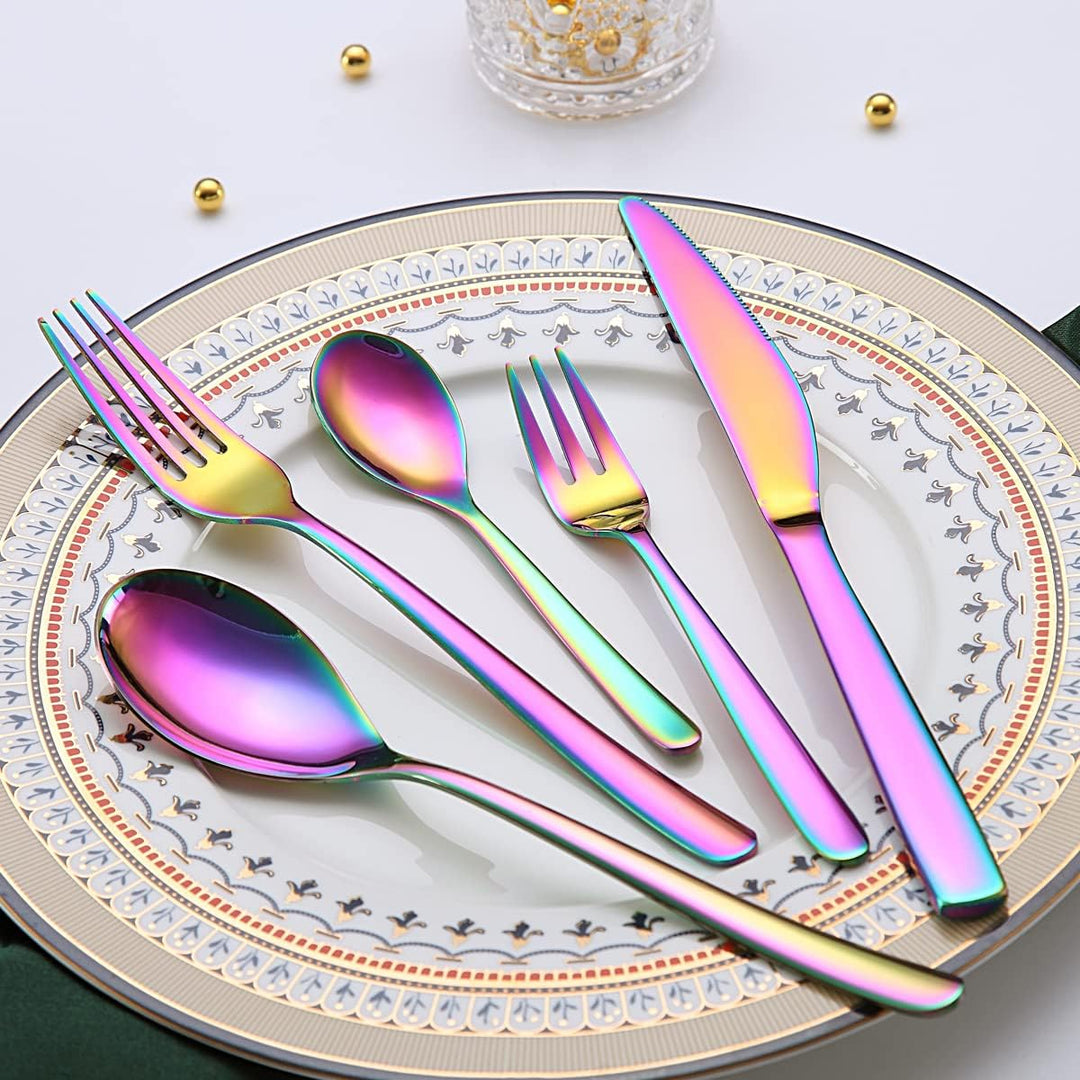 Berglander Rainbow Besteck-Set 30-teilig, Stabiles Edelstahl-Titan-Bunt-Besteck-Set Besteck-Set Rost