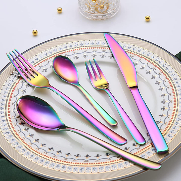 Berglander Rainbow Besteck-Set 30-teilig, Stabiles Edelstahl-Titan-Bunt-Besteck-Set Besteck-Set Rost