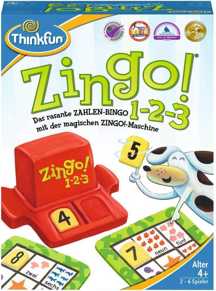 ThinkFun 76352 - Zingo® 1-2-3 - Das rasante Zahlen-Bingo ab 4 Jahren