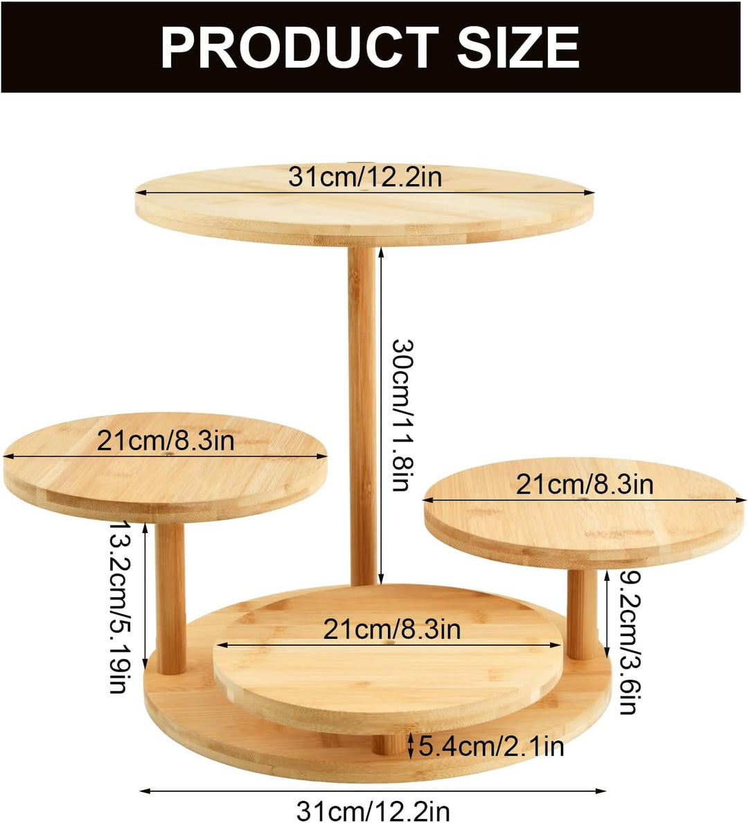 4 Etagen Kuchen und Cupcake Ständer aus Holz, Tortenständer Holz, Desserts Gebäck Display, für Desse