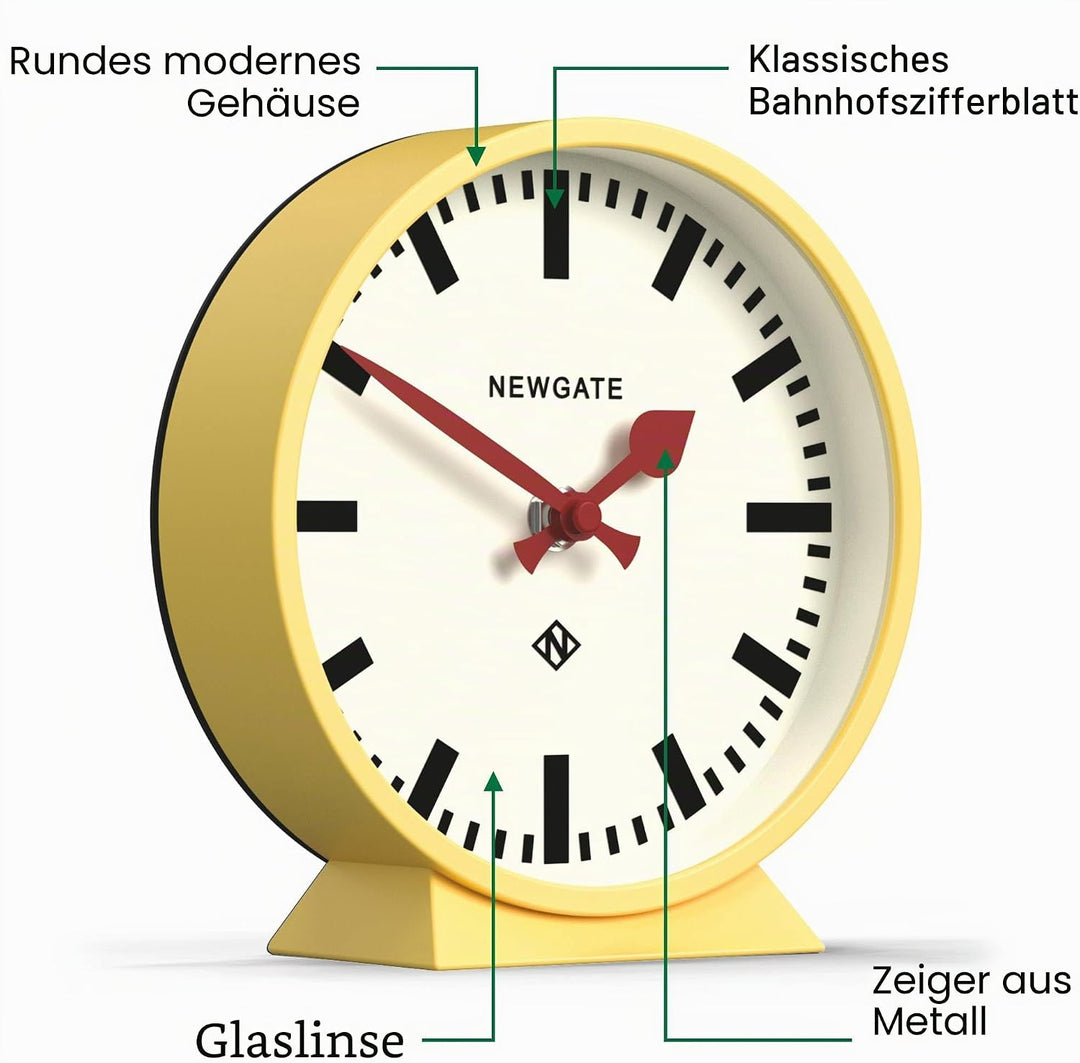 NEWGATE® M Kaminuhr für Kaminsims, geräuschlos, kein Ticken, moderne Kaminuhr, kleine Kaminuhr, Bahn