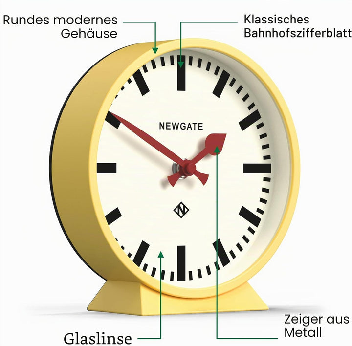 NEWGATE® M Kaminuhr für Kaminsims, geräuschlos, kein Ticken, moderne Kaminuhr, kleine Kaminuhr, Bahn