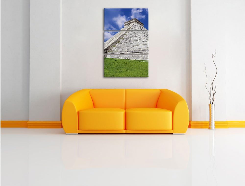 Pixxprint Schöner Maya Tempel in Mexiko 3-Teiler Leinwandbild 120x80 Bild auf Leinwand