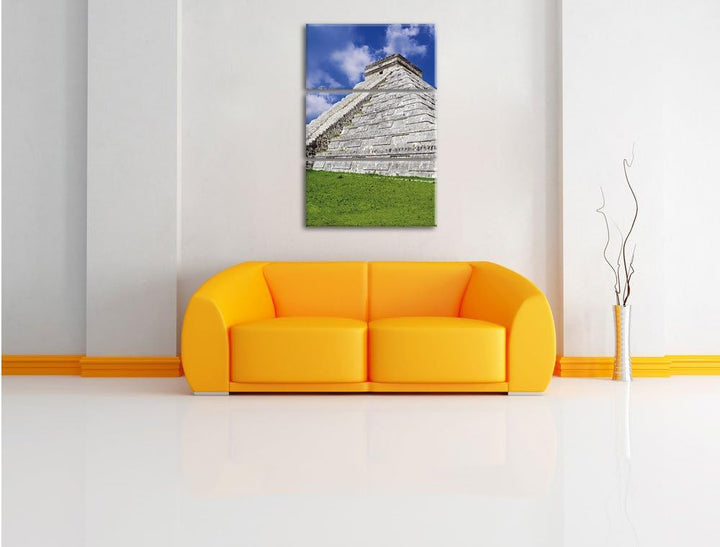 Pixxprint Schöner Maya Tempel in Mexiko 3-Teiler Leinwandbild 120x80 Bild auf Leinwand