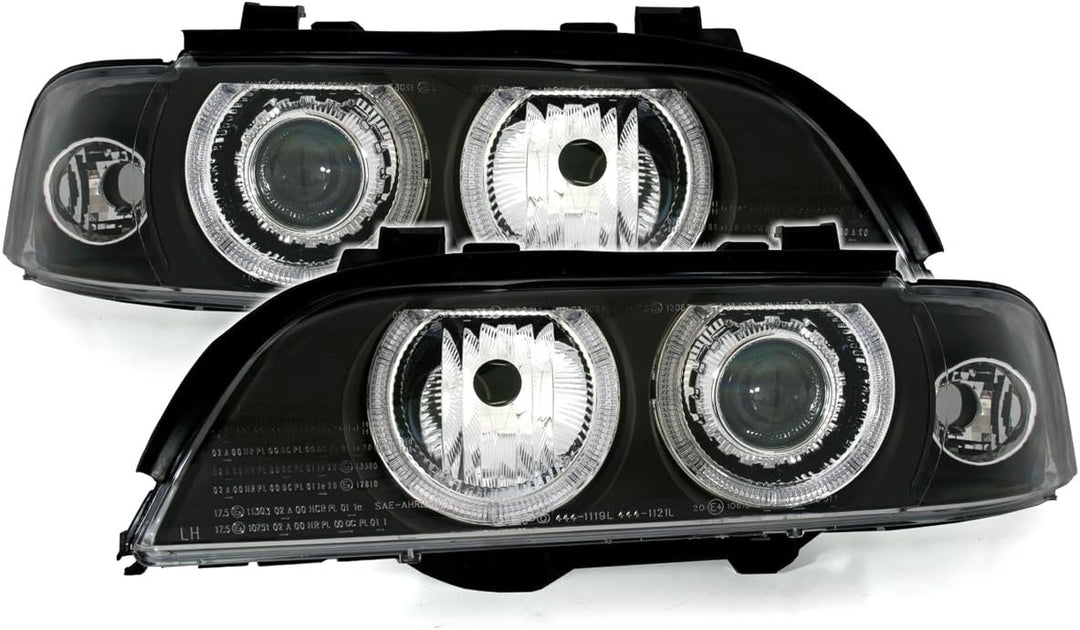AD Tuning GmbH & Co. KG DEPO Angel Eyes Scheinwerfer Set Klarglas Schwarz mit Standlichtringe LWR