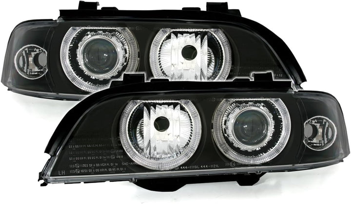 AD Tuning GmbH & Co. KG DEPO Angel Eyes Scheinwerfer Set Klarglas Schwarz mit Standlichtringe LWR
