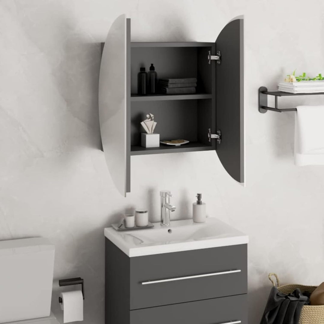 Tidyard Badezimmerschrank mit Rundem Spiegel & LED LED-Badschrank LED-Spiegelschrank Hängeschrank Wa